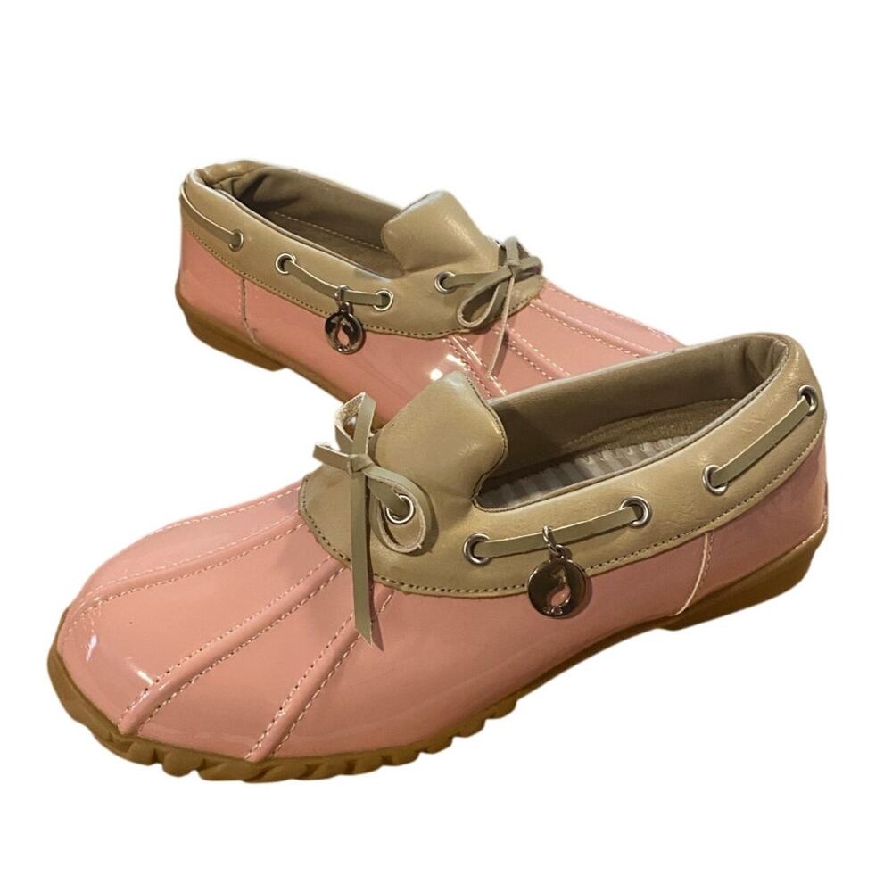 Sporto Paulette Duck Rain Shoes Womens 6M Pink Beige Gardening Rubber Snow